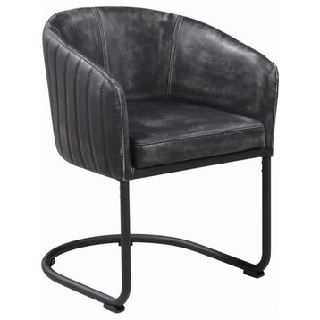 Coaster Banner 20.5" Upholstered Faux Leather Dining Chair in Anthracite/Black