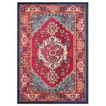 Safavieh - Safavieh Monaco Collection MNC207 Rug, Red/Turquoise, 4' X 5'7" - Free-spirited and vibrantly colored, the Safavieh Monaco Collection imparts boho-chic flair on fanciful motifs and classic rug designs. Contemporary decor preferences are indulged in the trendsetting styling and addictive look of Monaco. Power-loomed using soft, durable synthetic yarns creating an erased-weave patina that adds distinctive character to room decor.