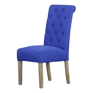 Marie Bright Cobalt Linen Parson Side Chair, Set of 2, 17.5