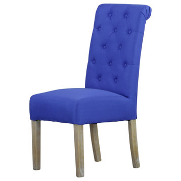Marie Bright Cobalt Linen Parson Side Chair, Set of 2