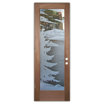 Front Door - Lake Arrowhead - Mahogany - 36" x 80" - Knob on Right - Pull Open