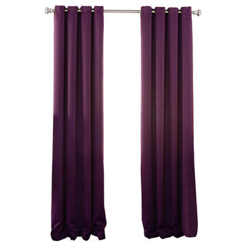 Solid Grommet Top Thermal Insulated Blackout Curtains, Purple, 84"