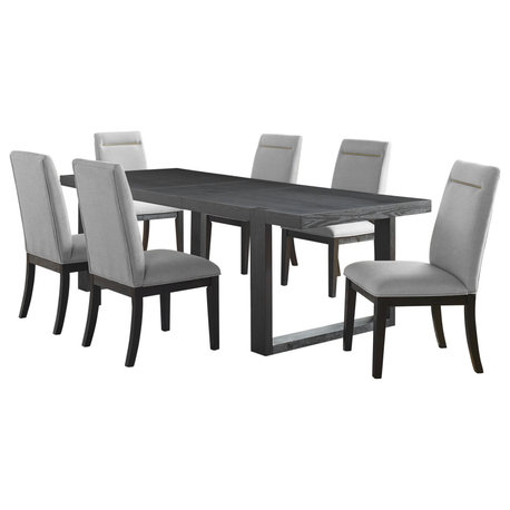 Yves 9-Piece Dining Set, Grey, With 6 Chairs