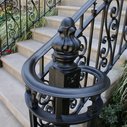 Solid stone stairs with ornamental iron railing - Products