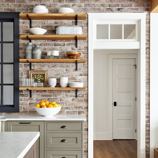 75 Most Popular Kitchen With White Cabinets And Brick Backsplash