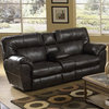 Catnapper Nolan Reclining Console Loveseat in Brown Faux Leather