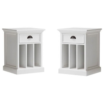 Set of 2 Nightstands with Dividers in White