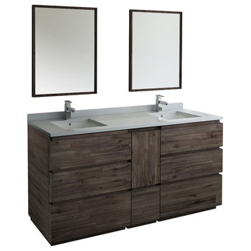 Formosa Floor Standing Double Sink Modern Bathroom Vanity With Mirrors, 72"