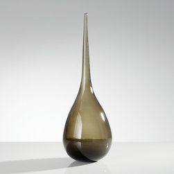 Tira Long Neck Glass Vase Tall - Smoke - Vases
