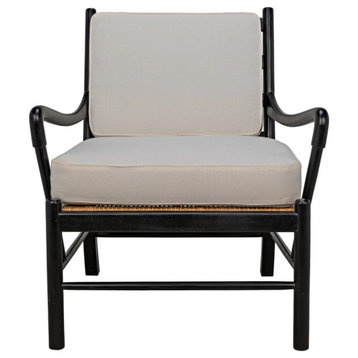 Beck Chair With Rattan, Hand Rubbed Black