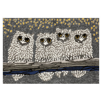 Liora Manne Frontporch Owls Indoor/Outdoor Rug Night 2'6x4'