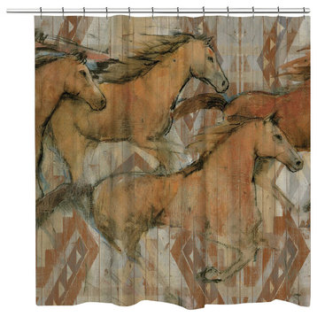 Laural Home Southwestern Horses Shower Curtain, 71"x74"