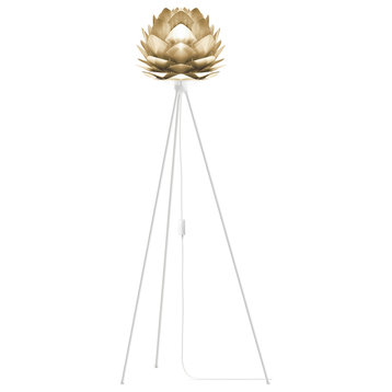 Silvia 53" Tripod Floor Lamp, White/Brushed Brass
