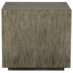 Uttermost - Kareem Side Table - Featuring a low profile, this modern side table is layered in a warm metallic gray finished veneer with a floating pedestal base.