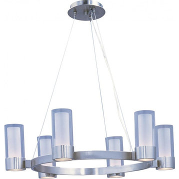 Six Light Polished Chrome Clear/frosted Glass Up Chandelier