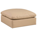 Meridian Furniture - Comfy Beige Linen Textured Fabric Modular Chair, Tan, Vegan Leather, Ottoman - Give your space a whole new look with this tan Comfy vegan leather ottoman. This handsome ottoman fits nicely with other items in the Comfy collection and is a versatile seating option designed for adaptability, comfort and style. Wrapped in rich tan durable vegan leathered upholstery, this ottoman offers a plush embrace of overstuffed down feather cushions, carefully crafted to deliver the highest level of comfort. The perfect seat for creating an oasis for relaxation, this ottoman has thick foam surrounding its frame for added support and coziness.