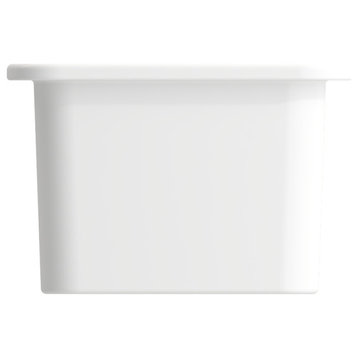 BOCCHI 1358-002-0120 Matte White Fireclay Single Kitchen Sink with Strainer
