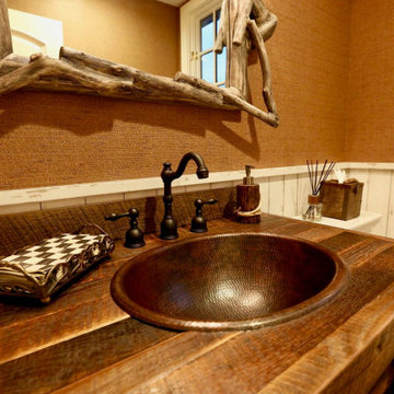 20" Master Bath Oval Self Rimming Hammered Copper Bathroom Sink (LO20RDB)
