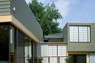 Contemporary exterior in DC Metro with wood siding.