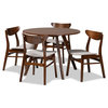 Baxton Studio Philip Gray Upholstered Wood 5-Piece Dining Set