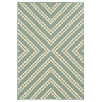 Newcastle Home - Rhodes Indoor and Outdoor Geometric Blue and Ivory Rug, 5'3"x7'6" - Rhodes is a collection of machine-made indoor/outdoor rugs showcasing simple, geometric patterns.  The clean lines, fresh colors and soft hand of the looped construction will make these rugs a welcome addition to any room or patio.