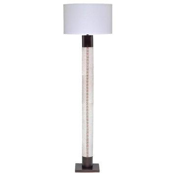 Contemporary White Hair on Hide Floor Lamp 70 in Oil Rubbed Bronze Leather