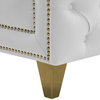 Michelle Fabric Upholstered Chair, Gold Iron Legs, White, Vegan Leather, Loveseat
