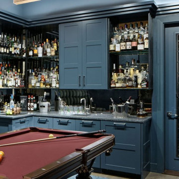 Custom Wall Paneling, Cabinetry & Wine Cellar door for Pool Hall in River North
