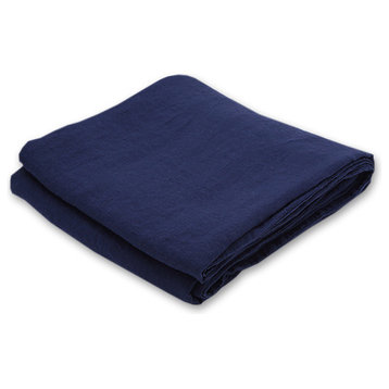 Stone Washed Bed Linen Duvet, Navy Blue, Queen