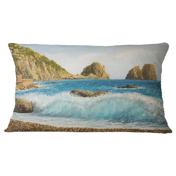 Faraglioni On Island Capri Seascape Throw Pillow, 12"x20"