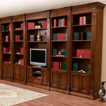 Biblioteca lemn masiv la comanda cu sculptura-Classic English inspired bookcase