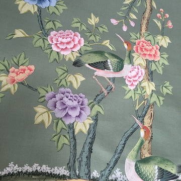 hand painted chinoiserie silk wallpaper wall coverings