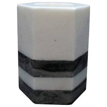 Monochrome Marble T-Light Holder D3x4"
