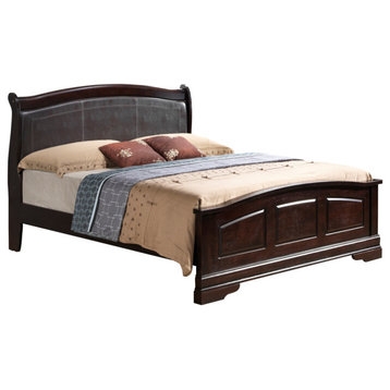 Louis Philippe Cappuccino Upholstered Wood King Panel Bed