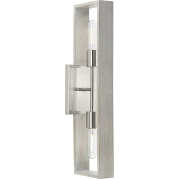 Boundary 2 Light Wall Sconce, Brushed Nickel