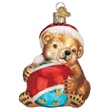 Old World Christmas Playful Bear Cub Holiday Ornament Glass