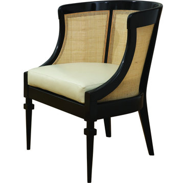 Cane Chair - Black Satin Lacquer, Natural Color Antique, Matte Lacquer