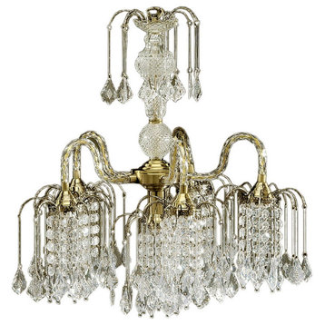 Two Tier Crystal and Brass Hanging Chandelier Light