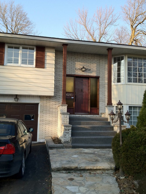 Exterior Red Door With White Bricks