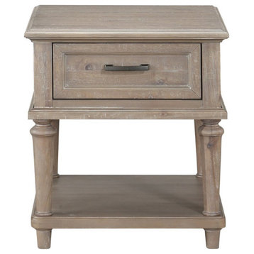 Lexicon Cardano Wood 1 Drawer End Table in Driftwood Light Brown