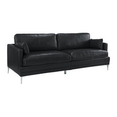 Low Profile Sofas Houzz Sofamania Clic Mid Century Leather Match Sofa A Low Profile Frame Black