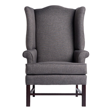 Jitterbug Chippendale Wingback Chair, Gray, 27x30.25x44.75