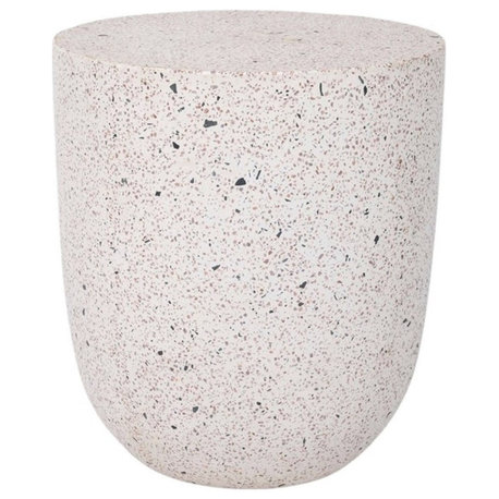 Pemberly Row Modern Terrazzo Side Table in White / Gray Finish