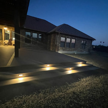 Cedar pergola and composite deck with lighting