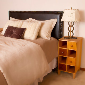 Bedroom Space featuring Alonzo Brown Leather Headboard