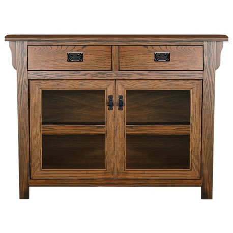 55" Wide Mission Entertainment TV Console, Iron Ore Oak