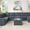 Isla Gray Woven Fabric 9-Seater Sectional Sofa With Ottomans