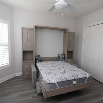 Savona Queen Sofa Murphy Wall Bed, with 2 Nightstand Side Pier Bookcases
