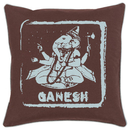 Mike Farrell Ganesh Pillow with Down Insert, 18"x18"x4"