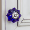 1.75" Blue Glass Flower India Cabinet Knob